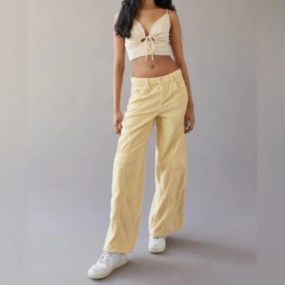 NWT Urban Outfitters Butter Yellow Corduroy Cargo Pants
